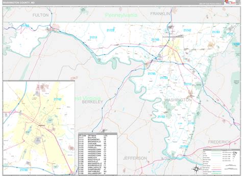 Washington County, MD Wall Map Premium Style by MarketMAPS - MapSales