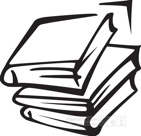 Book Clipart Clipart - stack-of-books-black-white-outline-102-clipart - Classroom Clipart