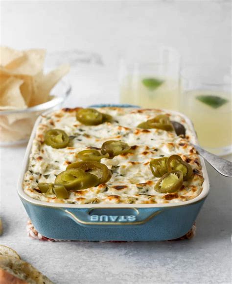 Jalapeno Artichoke Dip with Roasted Jalapenos - A Flavor Journal