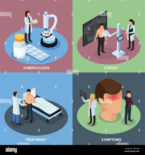 Tuberculosis prevention isometric concept icons set with treatment ...