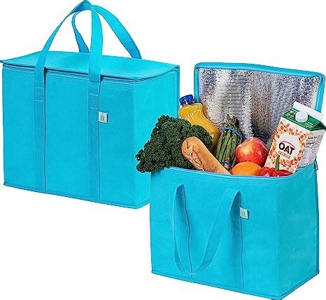 Amazon.com: VENO 2 Pack Insulated Reusable Grocery Bag, Food Delivery Bag, Durable, Heavy Duty ...