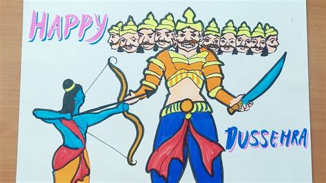 Dussehra Art Ramayan Drawing Ram And Ravan Drawing Ravan Vadh Art Hot ...