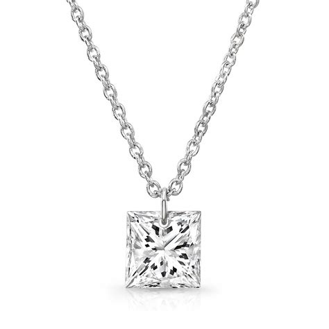 Princess Cut Diamond Dancing Diamonds Necklace - 3/8ct Princess Cut Pendant