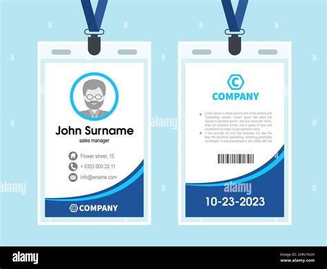 blue Employee ID Card. Design Template identity Stock Vector Image ...