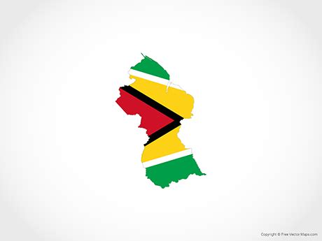 Printable Vector Map of Guyana - Flag | Free Vector Maps