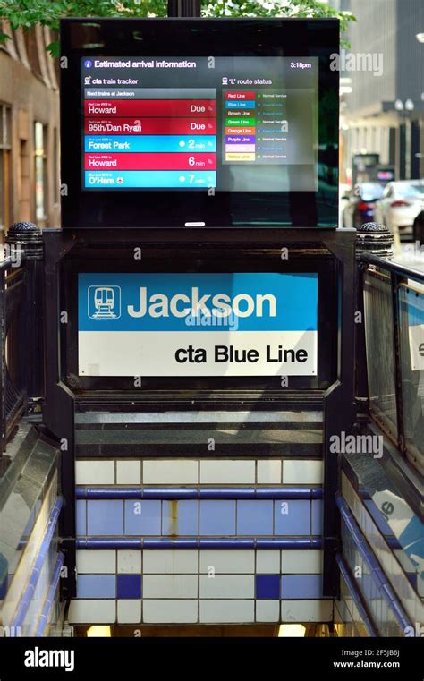 Chicago, Illinois, USA. A subway entrance at the CTA Blue Line Jackson ...