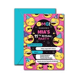 Emoji Invitation Emoji Birthday Invites Emoji Party - Etsy