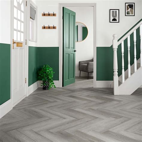 Chason Rock Grey Herringbone Luxury Click Vinyl Flooring 5mm