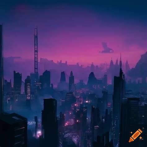 Cyberpunk city with mountain backdrop on Craiyon