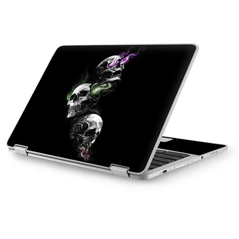 Skin Vinyl Sticker Cover Decal for Asus Chromebook 12.5 Laptop Notebook -glowing Skulls in Smoke ...