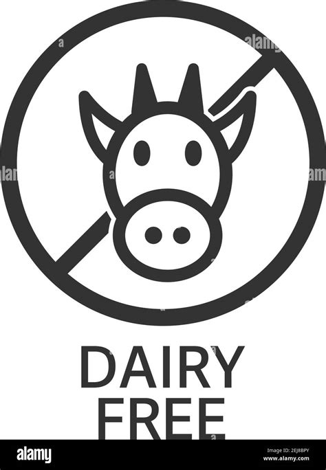 dairy free symbol or label with head of cow vector illustration Stock ...