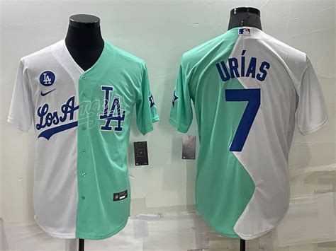 Dodgers 7 Julio Urias White Green Nike Split 2022 MLB All Star Jersey