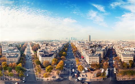 Paris france cities architecture buildings skyscrapers sky clouds scenic view panorama autumn ...