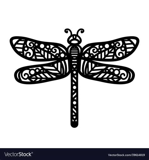 Black dragonfly stencil insect silhouette Vector Image