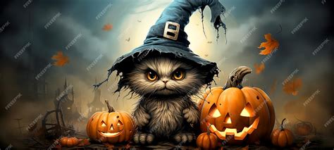 Premium AI Image | Angry Cat in Halloween costume on Halloween night