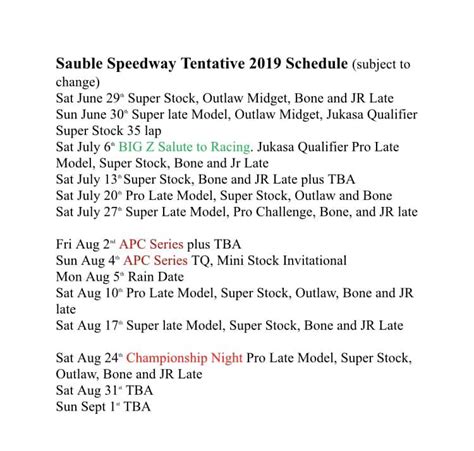 Eastern Ontario Legends Series & Sauble Speedway Release Schedules – Short Track Musings