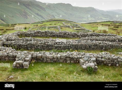 Hardknott Roman Fort on the Hardknott Pass in the Lake District Stock ...