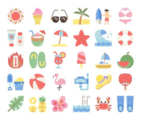 summer flat vector icons 2293455 Vector Art at Vecteezy