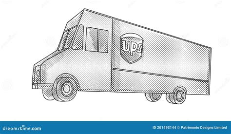 DHL Delivery Van Side View Line Art Illustration Black And White ...