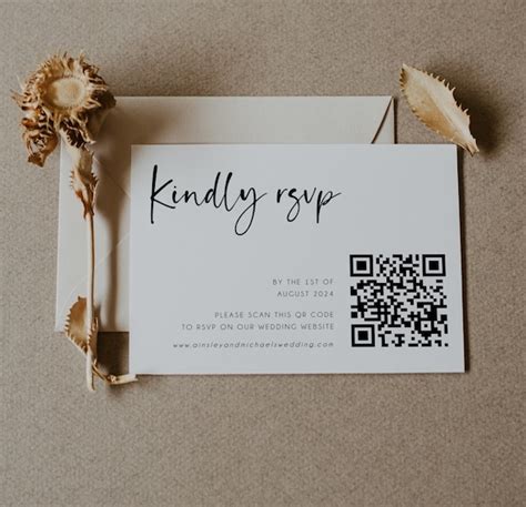 Modern QR Code Wedding RSVP Card Online Reply Card Template | Etsy