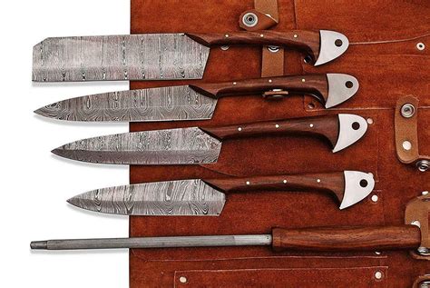 Custom Handmade Damascus Professional kitchen Chef knives set-5-Piece ...