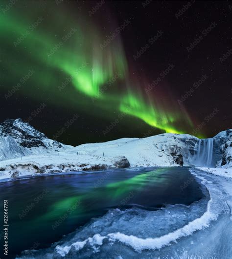 Aurora borealis, northern lights in Iceland during winter. Stock Photo ...