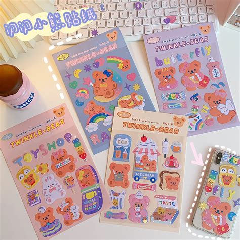 Hand Account Sticker Bear | Cake Bear Stationery | Stationery Supplies - Cartoon Cute - Aliexpress