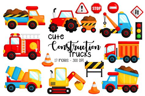 Transportation Truck and Cars Clipart Graphic by Inkley Studio ...