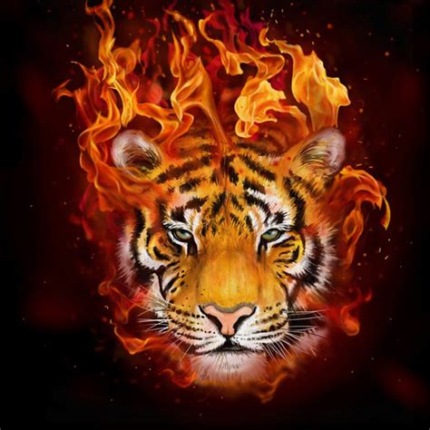 [41% OFF] Naiyue S194 Fire Tiger Print Draw Diamond Drawing | Rosegal