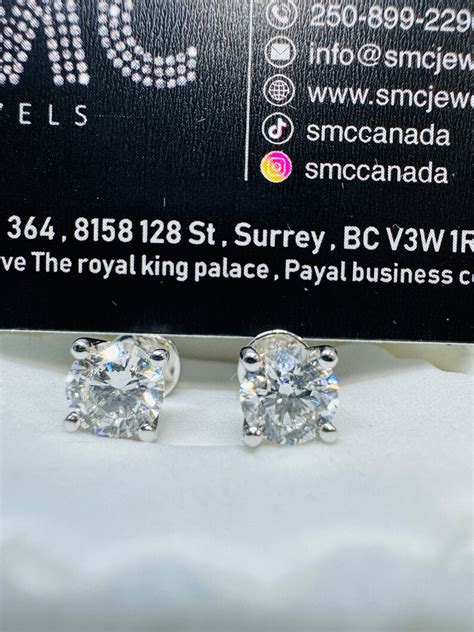 1 Carat Each Total 2CT Lab Diamond Studs Made in 14KT White Gold - Etsy