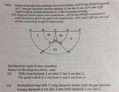 Solved: 14b Rajah di bawah menunjukkan dua semi bulatan, AGF[geometry] - Gauthmath