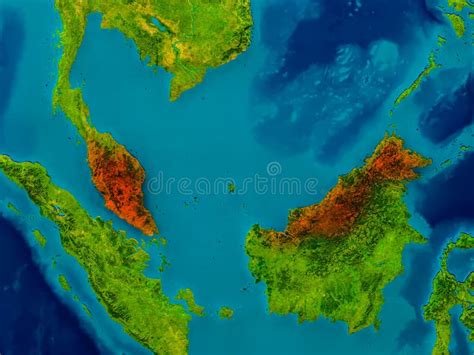 Malaysia on physical map stock illustration. Illustration of globe - 91851330