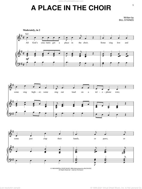 Thunder - A Place In The Choir sheet music for voice, piano or guitar