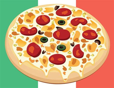 Pizza on italian flag stock vector. Illustration of lunch - 18684507