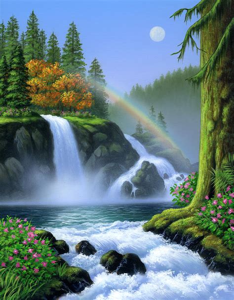 Waterfall Painting by Jerry LoFaro