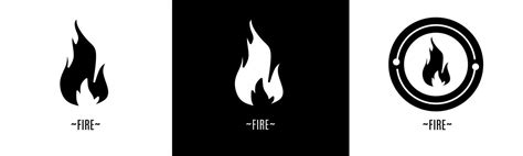 Fire logo set. Collection of black and white logos. Stock vector. 36140951 Vector Art at Vecteezy