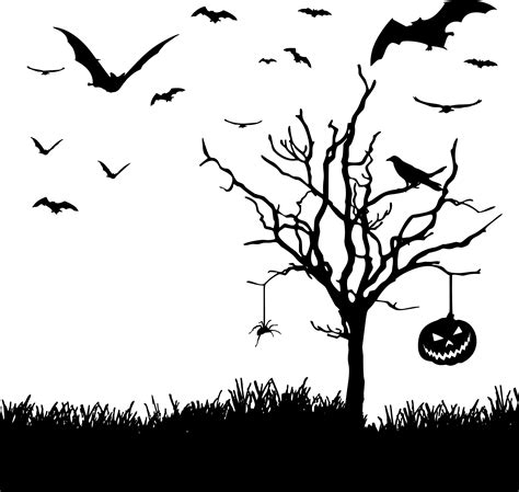 Clipart - Halloween Scene Silhouette