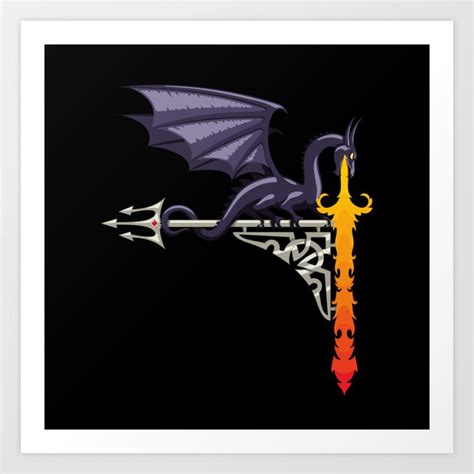 Fire dragon with lava sword Art Print by Strajo Design | Society6