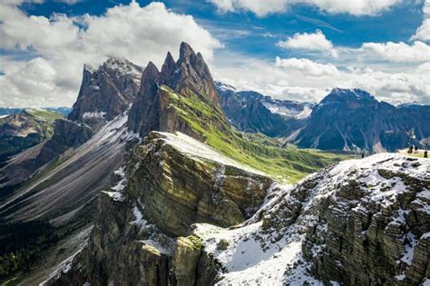 Aerial View of First Snow in Seceda, Dolomites Stock Image - Image of dolomite, clouds: 166645643