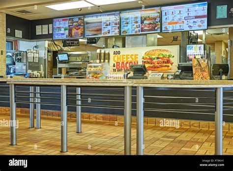 Interior service counter of a Burger King fast food restaurant in Montgomery Alabama, USA Stock ...