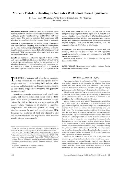 (PDF) Mucous fistula refeeding in neonates with short bowel syndrome - DOKUMEN.TIPS