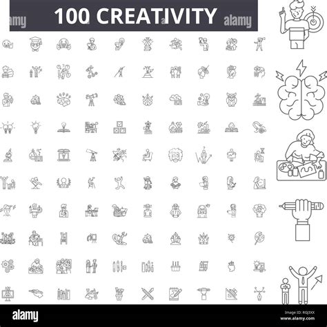 Creativity editable line icons, 100 vector set, collection. Creativity ...