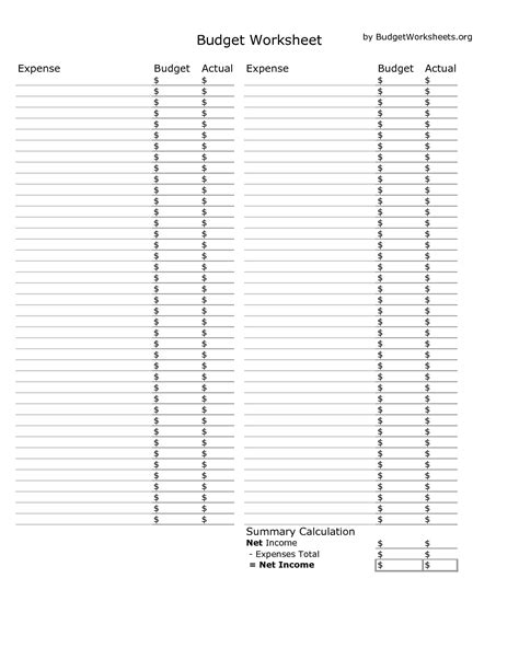 Blank Budget Worksheet Printable | room surf.com