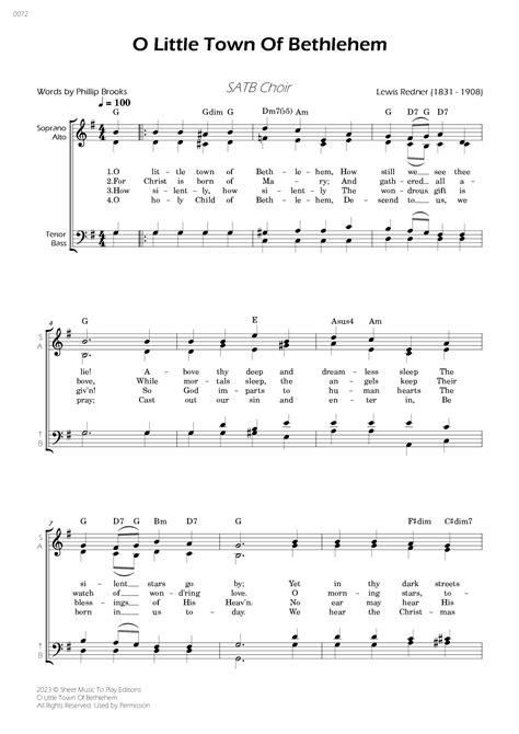 O Little Town Of Bethlehem - SATB Choir - W/Chords (arr. César Madeira ...