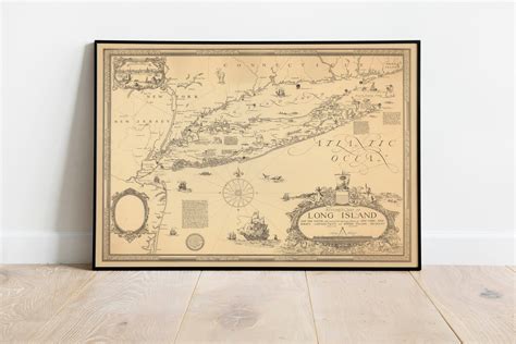 Historical Map of Long Island Vintage Long Island Print - Etsy