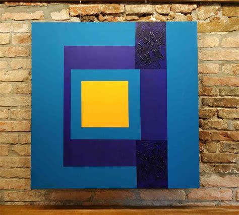 Yellow square on blue background - Alon Baker Art