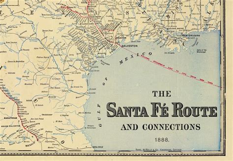 Old Map of Santa Fe railroad map vintage 1888 rail road map | Etsy