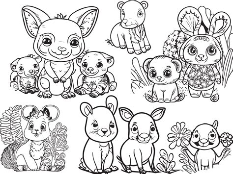 Cute Baby Animals Coloring Pages 24521227 Vector Art at Vecteezy