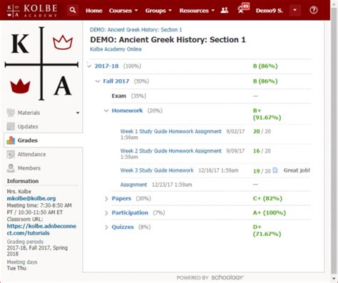 Online Student Schoology Course Overview - Kolbe Academy - powered by ...