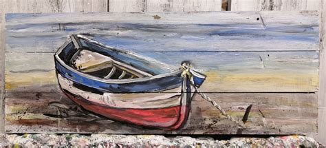 boat on beach | Rowboat painting, Row boat, Old boats